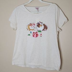 Cath Kidston | Guinea Pig Tee Shirt | Cream Size Medium